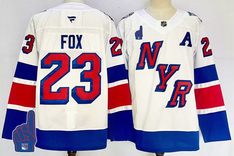 Men New York Rangers #23 Fox White Fanatics 2025 NHL Jersey style 2